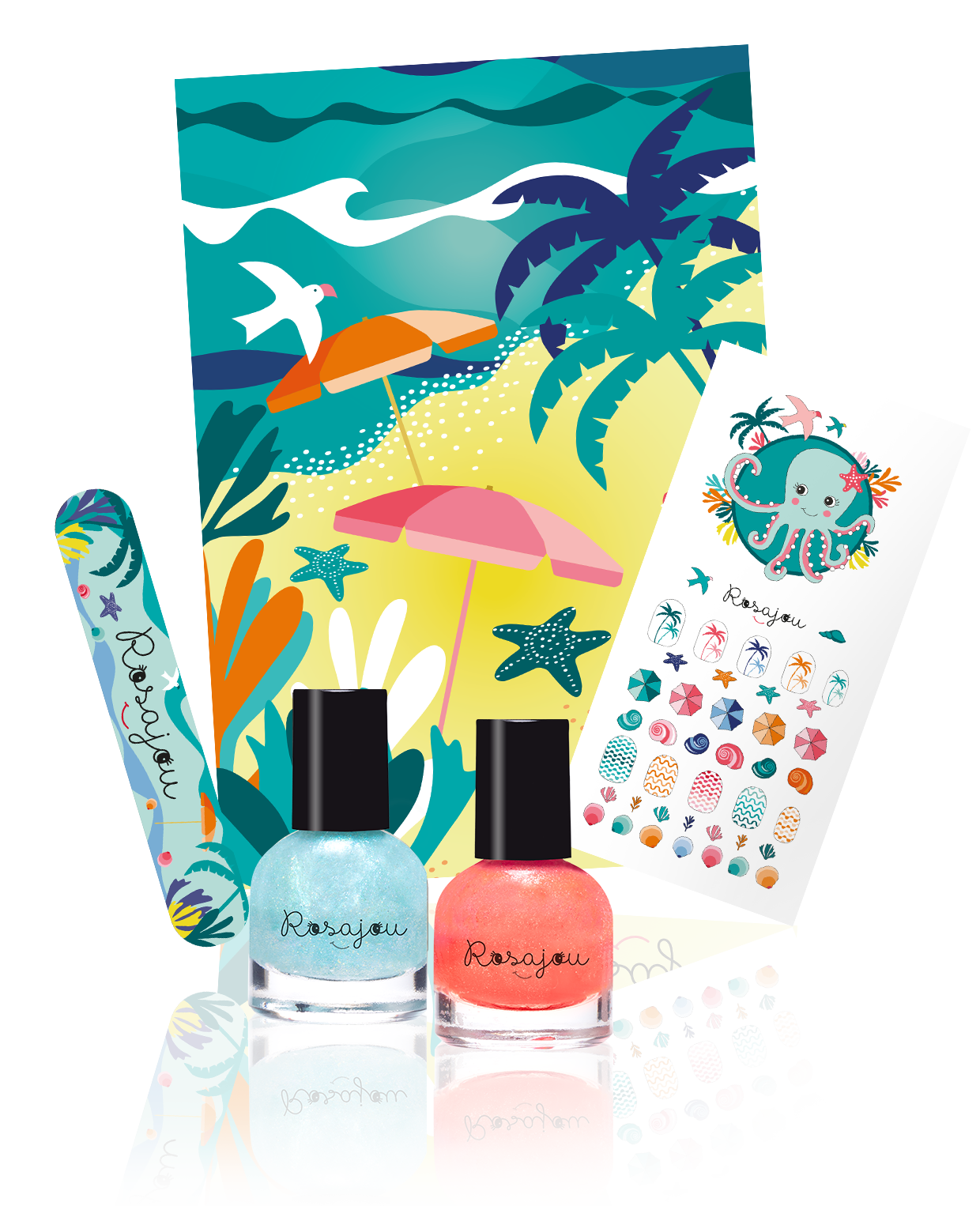 2-Colour Nail Polish Set for Kids (Fée + Corail)