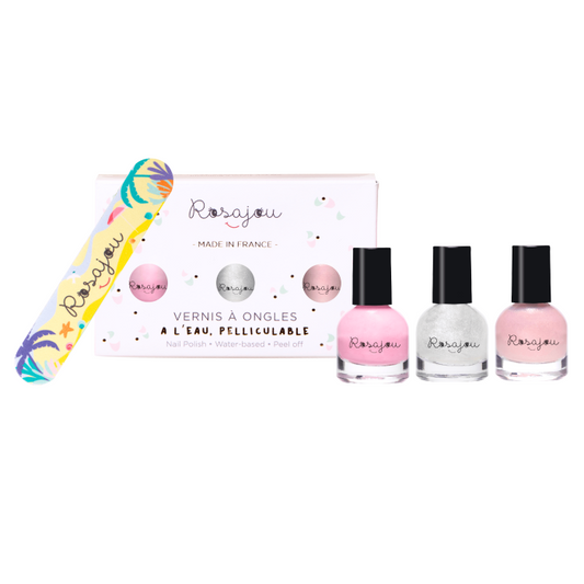 3-Colour Nail Polish Set for Kids (Flamingo + Ballerine + Perle)